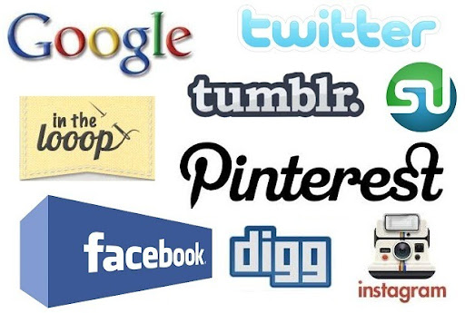 set of social media logos and icons